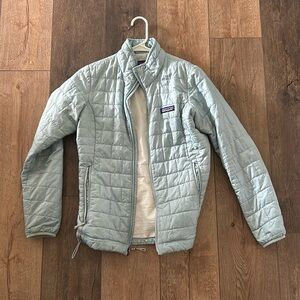 Patagonia nano puff zip up light blue. Women’s size xs